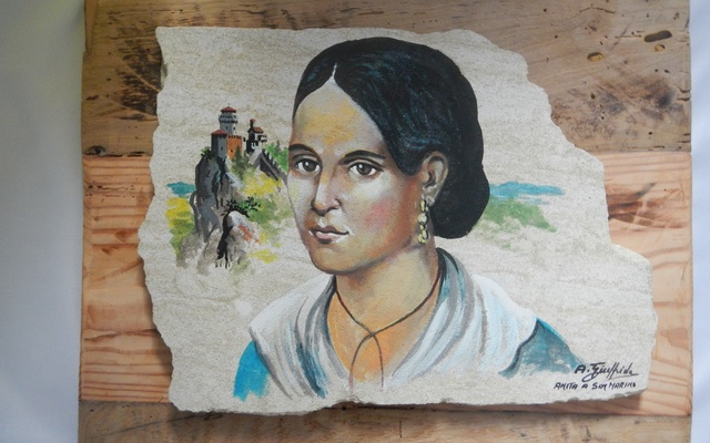 Anita a San Marino. Dipinto su Pietra